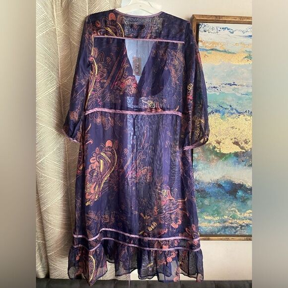 LaRok Dress Women Size Small Multicolored Tunic 3/4 Sleeves NWT - Picture 2 of 12